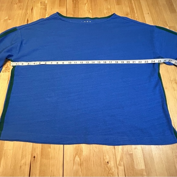 NWT LOFT Blue Long Sleeve Top with Green Trim - Picture 8 of 11
